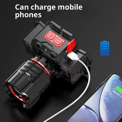 Wave Outdoor Multi-function Head-mounted Zoomable Spotlight Headlamp