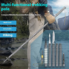 Folding Multifunction Trekking Poles Outdoor Hiking Self-defense Stick